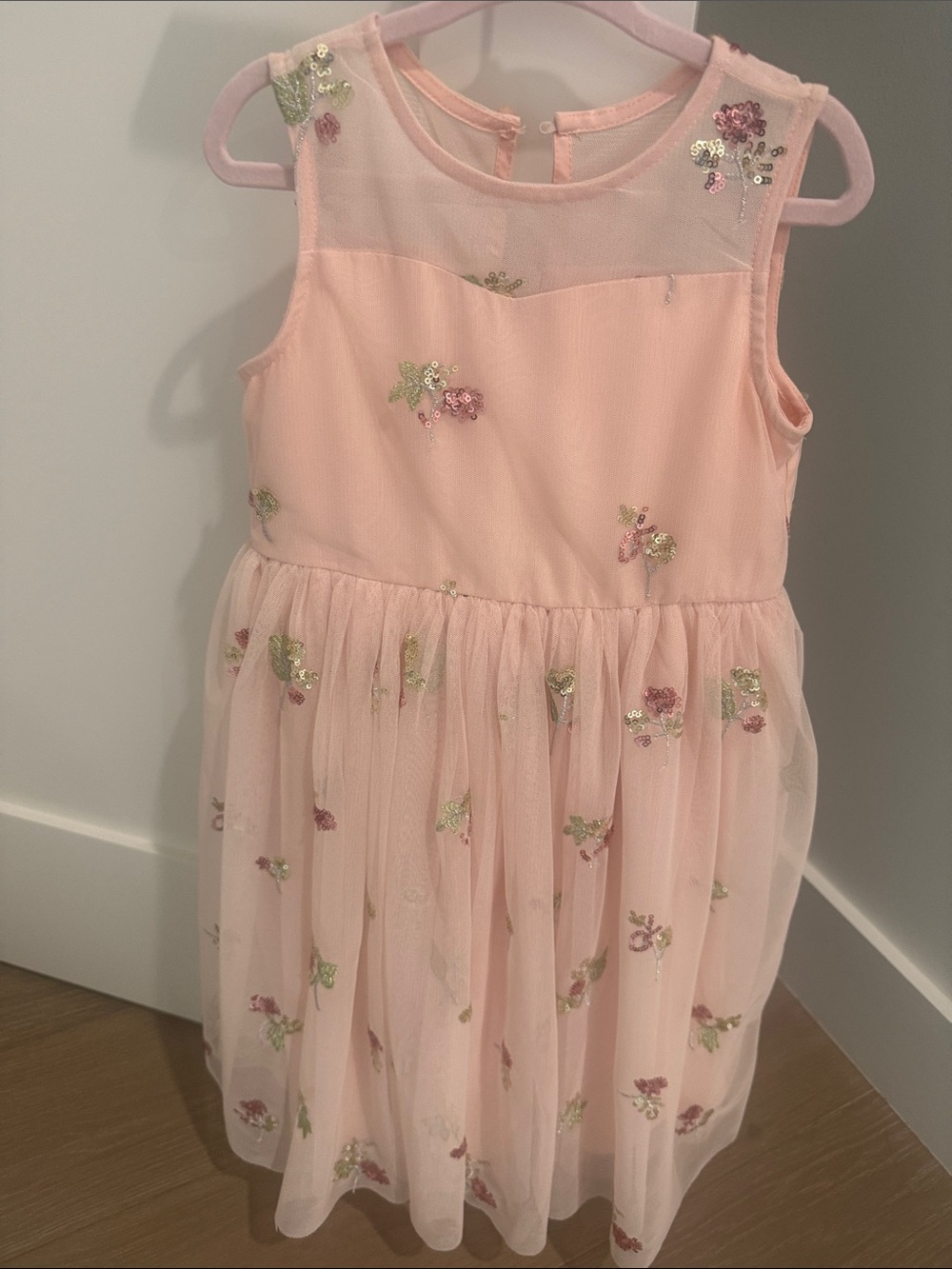 Pippa & Julie Blush Pink Sequin Floral Tulle Dress, brand new
